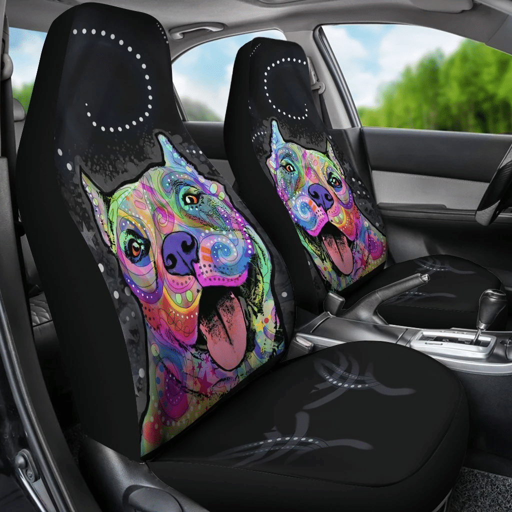 Pit Bull Colorful Painted Car Seat Covers 191119 (Set Of 2)