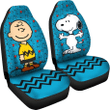 Charlie & Snoopy Aqua Blue Color Cartoon Car Seat Covers 191119 (Set Of 2)