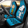 Charlie & Snoopy Aqua Blue Color Cartoon Car Seat Covers 191119 (Set Of 2) / Universal Fit