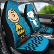 Charlie & Snoopy Aqua Blue Color Cartoon Car Seat Covers 191119 (Set Of 2)