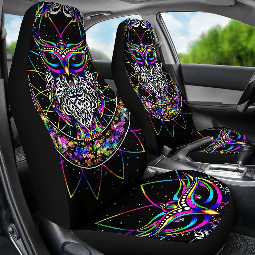 Colourful Owl Wild Animal Car Seat Covers 191119 (Set Of 2)