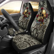 Valentine Car Seat Covers - Golden Skull On Bunch Of Rose Flower Love Seat Covers