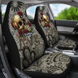 Valentine Car Seat Covers - Golden Skull On Bunch Of Rose Flower Love Seat Covers