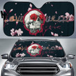 Valentine Car Sunshade - Skull With Red Roses Love In Your Eyes Sun Shade