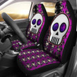 Valentine Car Seat Covers - Chibi Skull Evil Horn Monster Patterns Purple And Black Seat Covers