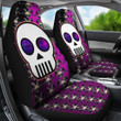 Valentine Car Seat Covers - Chibi Skull Evil Horn Monster Patterns Purple And Black Seat Covers
