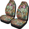 Valentine Car Seat Covers - Drawing Floral Skull Blinding Valentine Seat Covers