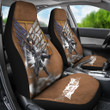 Attack On Titan Anime Car Seat Covers AOT Mikasa Strong Fighting Wings Of Freedom Symbol Brown Seat Covers