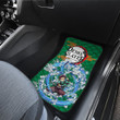 Demon Slayer Anime Tanjiro Water Breath Power Green Background Car Floor Mats