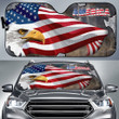US Independence Day Minimal Eagle Head With US Flag Car Sun Shade