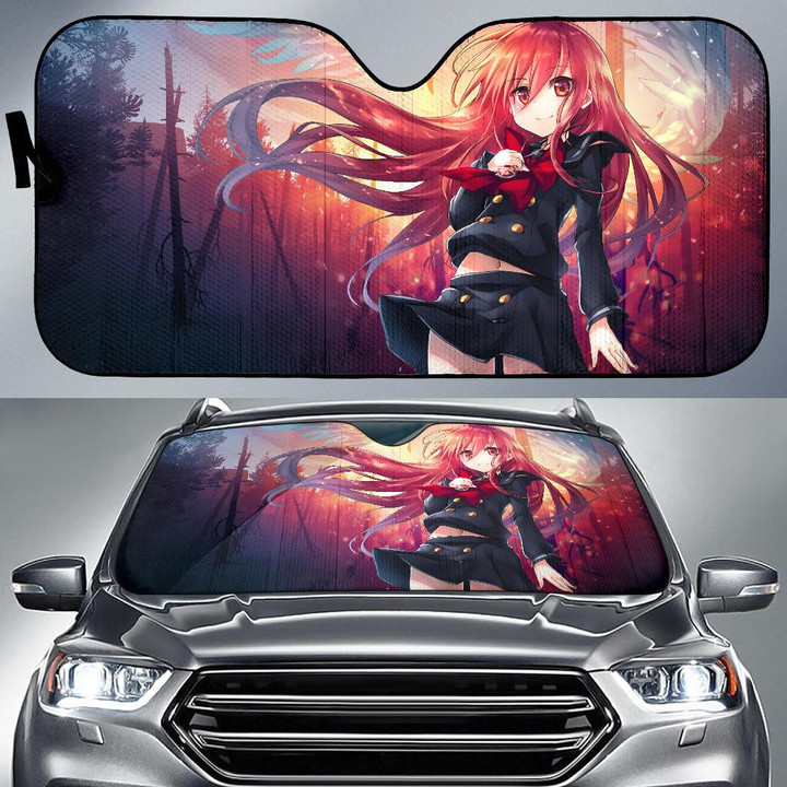 Anime Girl Fire Angel 4K Car Sun Shade Anime Fan Gift T041720