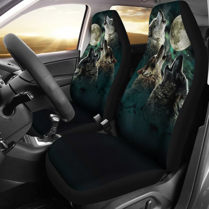 Wolf Howling To Full Moon Car Seat Covers T0222