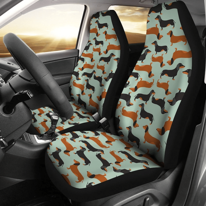 Dachshund Dogs Pattern Pets Animal Car Seat Covers 191119 (Set Of 2) / Universal Fit