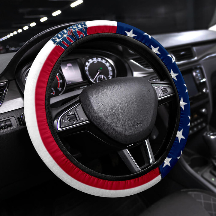US Independence Day Bald Eagle Veteran Affairs Fourth Of July Steering Wheel Cover