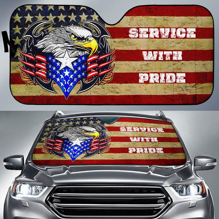 US Independence Day Eagle Service With Pride US Flag Car Sun Shade