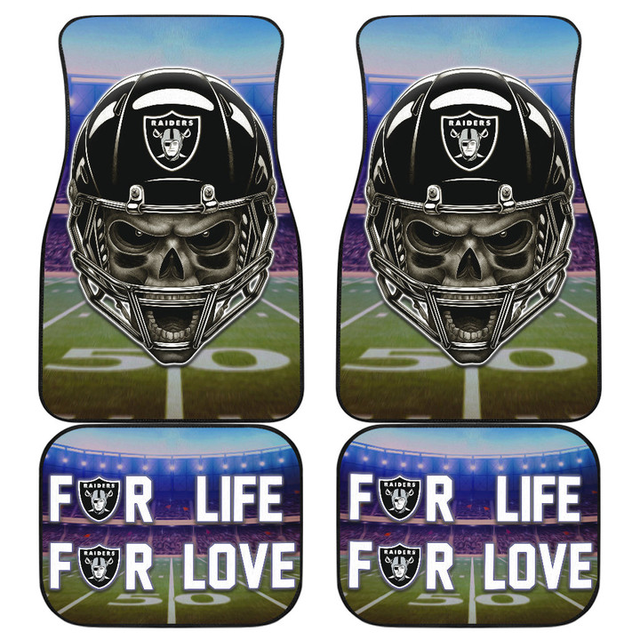 Raiders American Football Las Vegas Skull Wearing Helmet For Love For Life Car Floor Mats