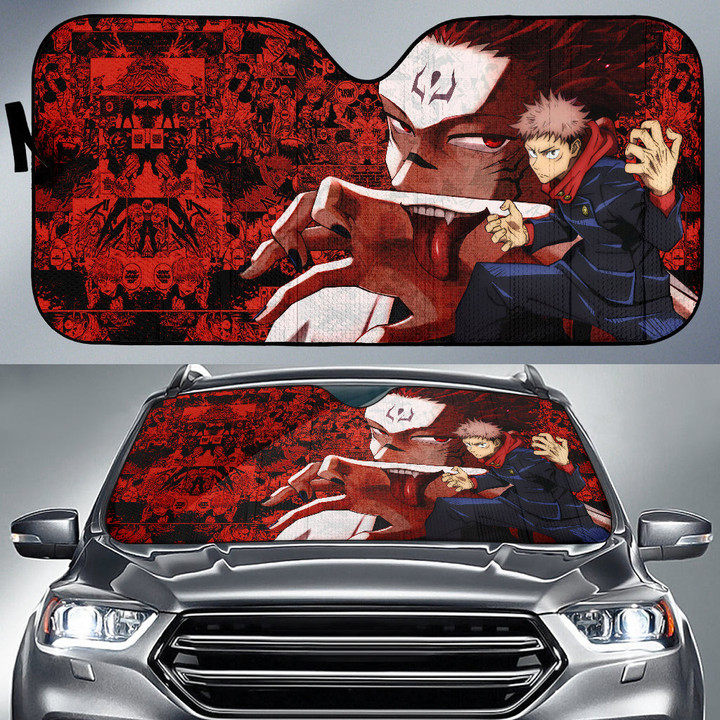 Itadori Yuji With Sukuna Jujutsu Kaisen Car Sun Shade Anime Car Accessories Custom For Fans NA051901
