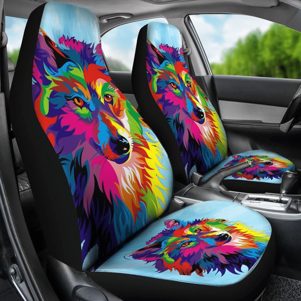Wolf Art Colorful Car Seat Covers 191130