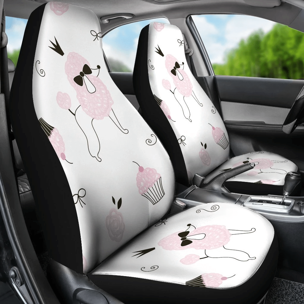 Poodle Art Patterns In White Theme Car Seat Covers 191202