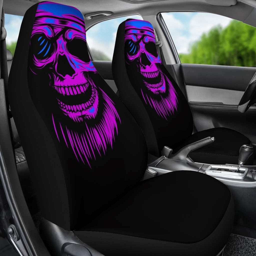 Purple Skull Screaming Car Seat Covers 191119 (Set Of 2)
