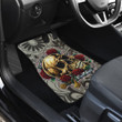 Valentine Car Floor Mats - Golden Skull On Bunch Of Rose Flower Love Car Mats