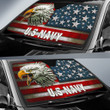 US Independence Day U.S Navy Eagle On American Flag Car Sun Shade