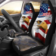 US Independence Day Minimal Eagle Head With US Flag Car Seat Covers
