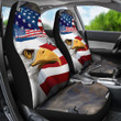 US Independence Day Minimal Eagle Head With US Flag Car Seat Covers