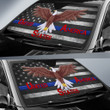 US Independence Day Bald Eagle Flying Black White US Flag Car Sun Shade