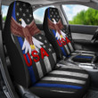 US Independence Day Bald Eagle Flying Black White US Flag Car Seat Covers