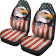 US Independence Day Bald Eagle Breaking Though US Flag Car Seat Covers