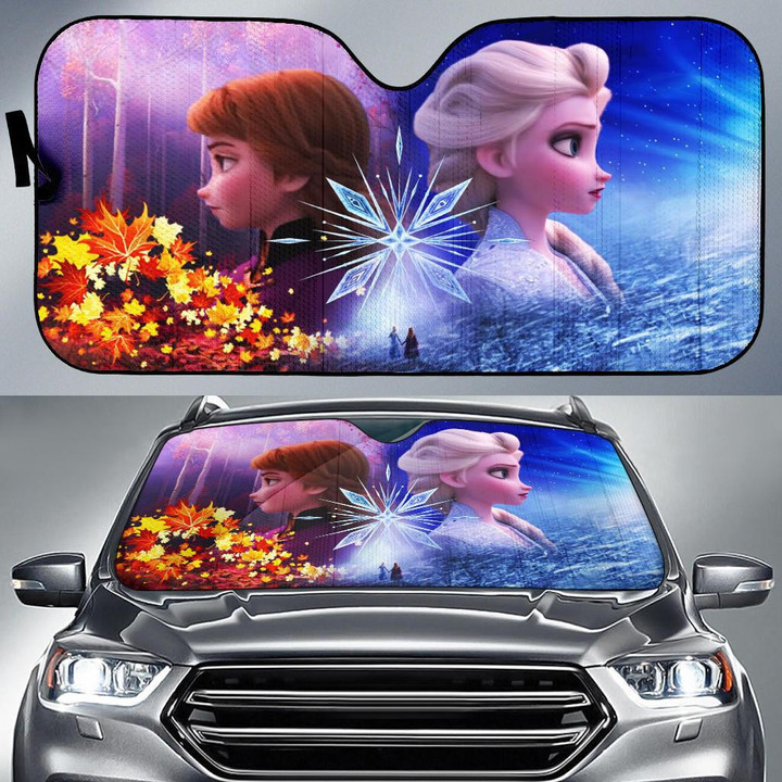 Frozen Queen Sisters Car Sun Shades Cartoon Fan Gift T042022