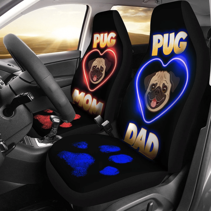 Pug Dog Couple Animal Car Seat Covers