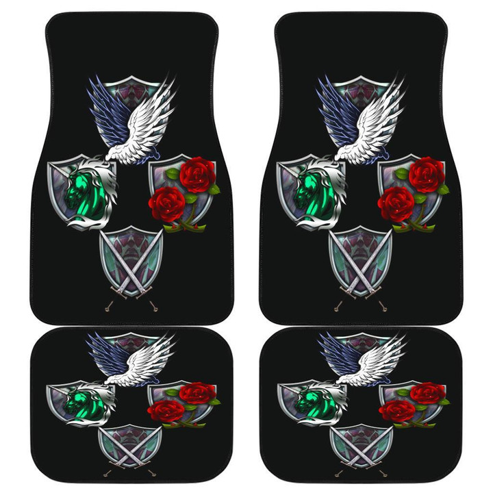 Emblems Attack On Titans In Black Theme Car Floor Mats 191018