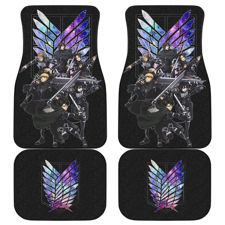 Attack On Titan Anime  Car Floor Mats - Colorful Wings Of Freedom Human Squad Fighting Car Mats