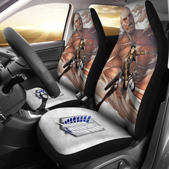 Attack On Titan Anime Car Seat Covers AOT Bertholdt Hoover Titan Transforming Wings Of Freedom Seat Covers