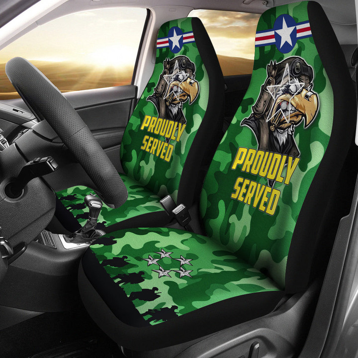 US Independence Day Proudly Served US Army Soldier Silhouette Car Seat Covers
