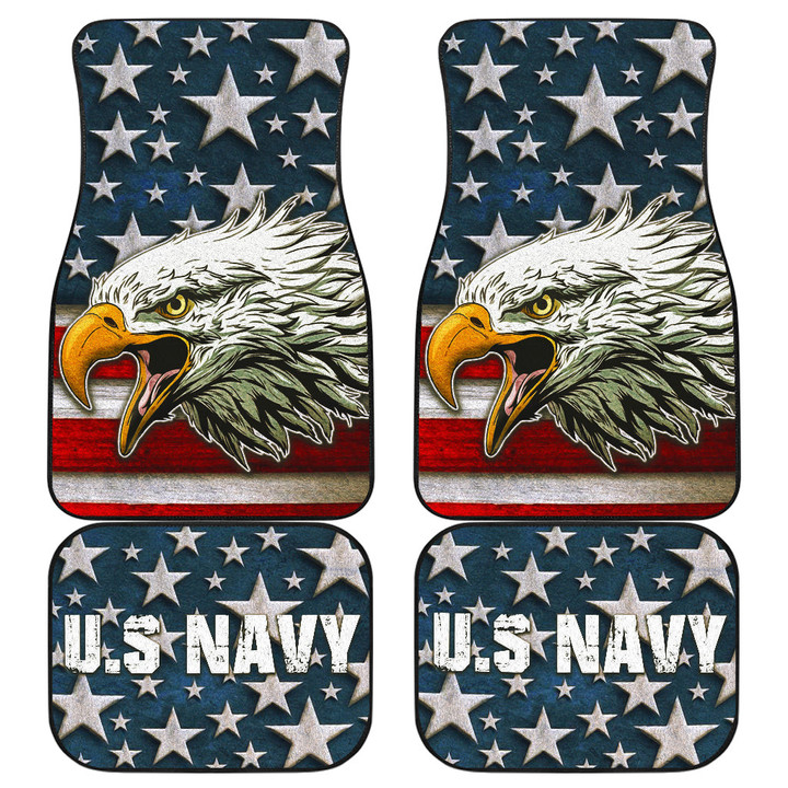 US Independence Day U.S Navy Eagle On American Flag Car Floor Mats
