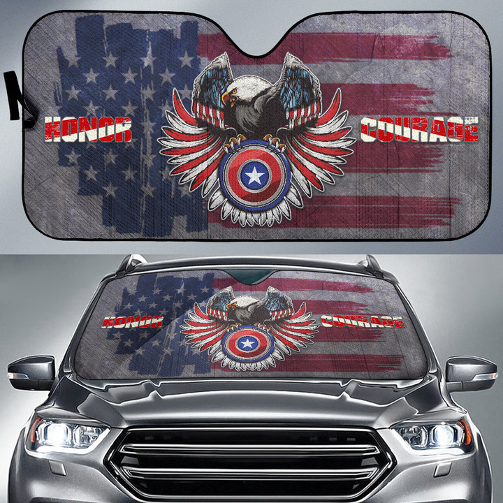 US Independence Day Eagle On US Shield Honor Courage Car Sun Shade