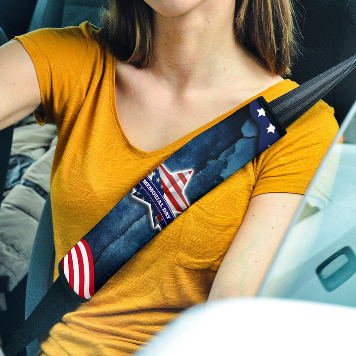 US Independence Day Eagle Standing On US Flag Star Seat Belt Covers