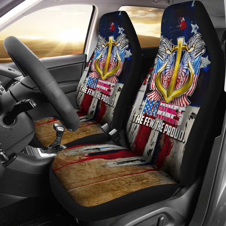 US Independence Day Marines Golden Ancor The Few The Proud Car Seat Covers