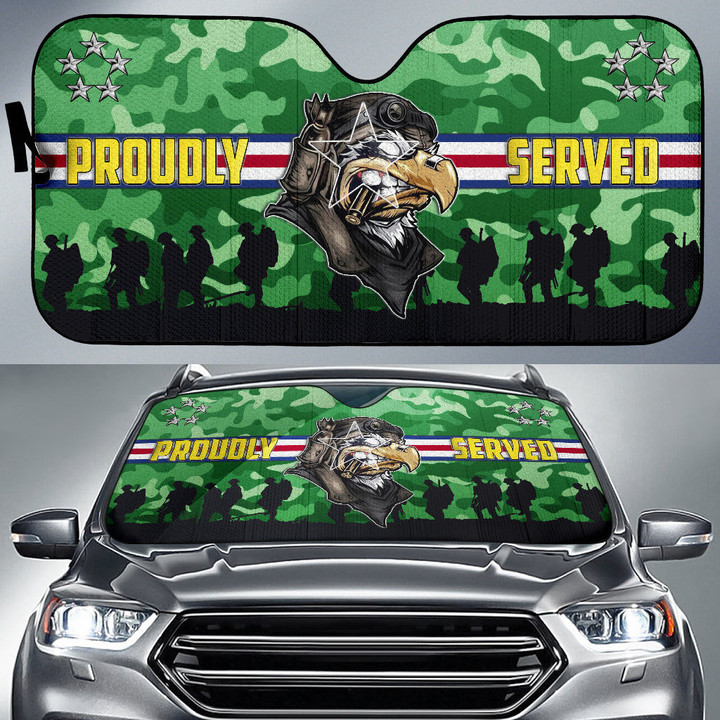 US Independence Day Proudly Served US Army Soldier Silhouette Car Sun Shade