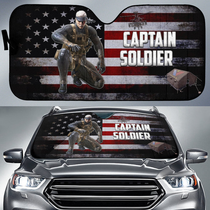 US Independence Day Captain Soldier US Flag Car Sun Shade