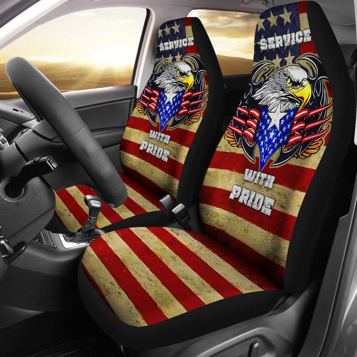 US Independence Day Eagle Service With Pride US Flag Car Seat Covers