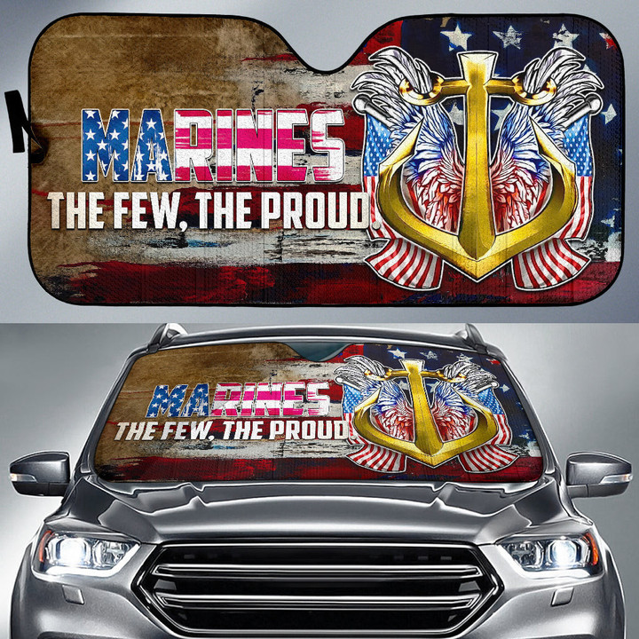US Independence Day Marines Golden Ancor The Few The Proud Car Sun Shade