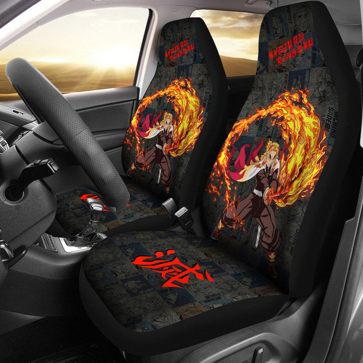 Kyojuro Rengoku Demon Slayer Car Seat Covers Anime Car Accessories Custom For Fans NA030802