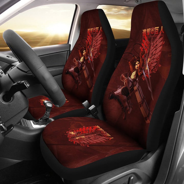 Eren Yeager Attack On Titan Car Seat Covers Anime Car Accessories Custom For Fans NA032402