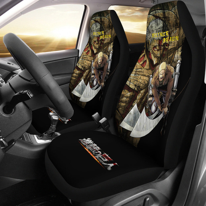 Reiner Braun Attack On Titan Car Seat Covers Anime Car Accessories Custom For Fans AA22072103