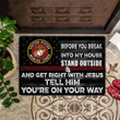 Marine Corps Before You Break Into My House Doormat Cool Sayings Unique USMC Gifts