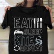 Eat Sleep Kite Repeat Shirt Summer Ideas Kitesurfing T-Shirt Gift For Athlete